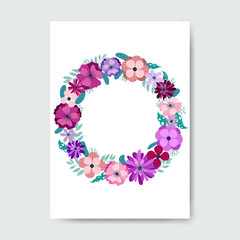 Circle frame made with flowers.