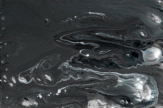 Black Fluid Liquid Acrylic Paint Marbled Texture