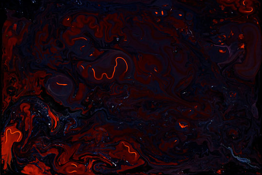 Black and Red Fluid Liquid Acrylic Paint Marbled Texture