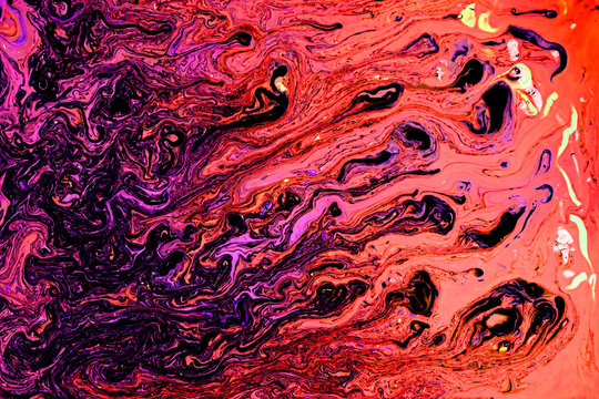 Red and Black Fluid Liquid Acrylic Paint Marbled Texture
