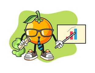 Orange economist cartoon. Mascot Character vector.