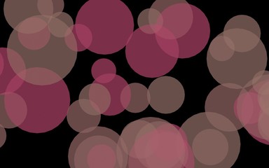 Multicolored translucent circles on a dark background. Yellow tones. 3D illustration