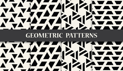 Fototapeta premium black and white geometric seamless halftone pattern set