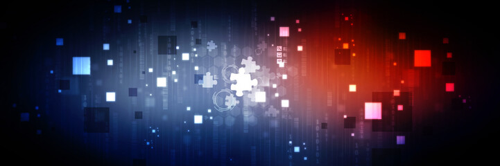 Fototapeta premium 2d illustration group of puzzle background