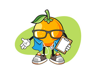 Orange nurse cartoon. Mascot Character vector.