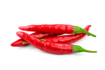 red hot chili peppers isolated on white background