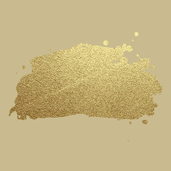 Gold paint stroke. Abstract gold glittering textured art illustration. Hand drawn brush stroke design element. Vector illustration