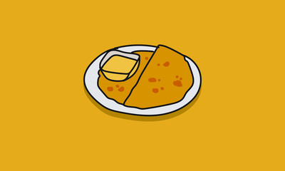 Puran Poli Indian Dish Vector Hand Drawn Sketch