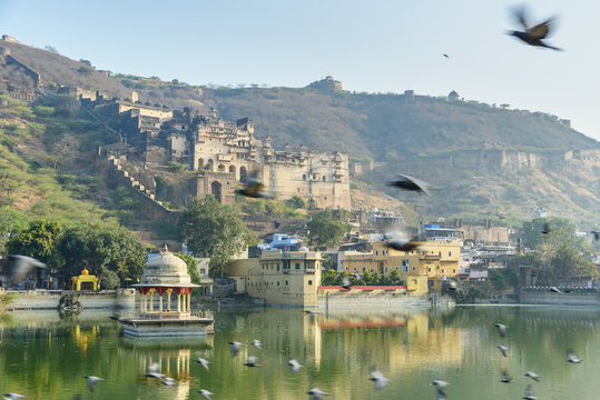 Taragarh Fort and Nawal Sagar Lake in Bundi. India