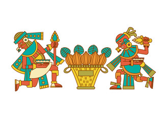 Aztec cacao pattern design collection.