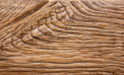 Wooden old plank in natural unpainted color. Background and texture. Embossed board with knots.