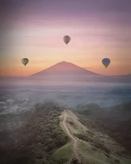 Abwaschbare Fototapete Melone Heißluftballon über Bali