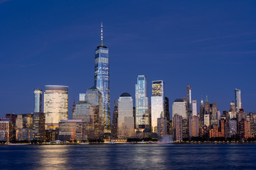 Fototapeta na wymiar Lower Manhattan Skyline at Night, NYC, USA