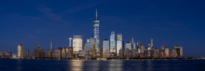 Lower Manhattan Skyline at Night, NYC, USA