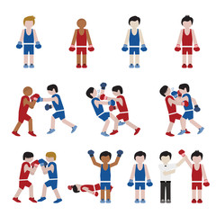 Amateur boxing set. Vector illustration. 