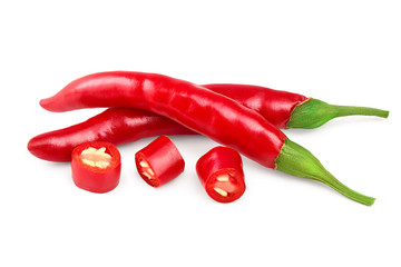 red hot chili peppers isolated on white background