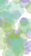 Multicolored translucent hexagons on white background. Vertical image orientation. 3D illustration