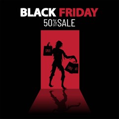 Black friday sale layout background.Black Friday banner with shopping zombie