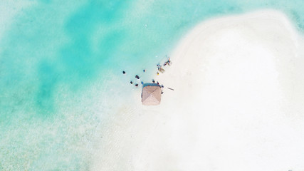 aerial view people enjoy the beach white sand and blue ocean relax