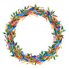 Obraz premium Isolated watercolor wreath with blue berries on white background