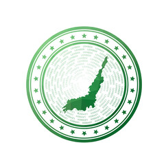 Flat low poly stamp of Lembeh. Polygonal Lembeh badge. Trendy vector logo of the island.