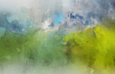 Beautiful Abstract green blue watercolor background.