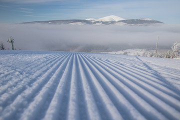 Obraz premium corduroy on ski slope