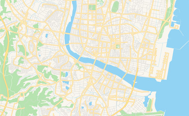 Printable street map of Miyazaki, Japan
