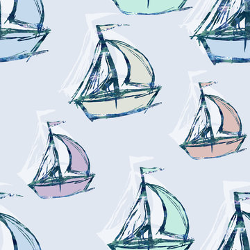 Sailboats seamless pattern.