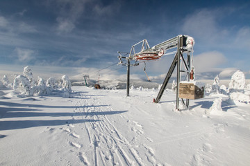 Winter mountains scenery from Krkonoše, Czech republic