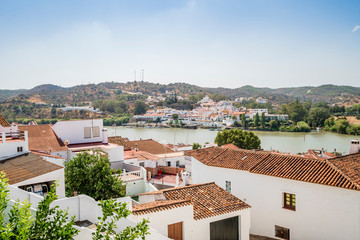 View of Alcoutim in Portugal and Sanlucar de Guadiana in Spain