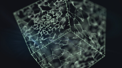 Abstract floating cube consisting datacenter network.