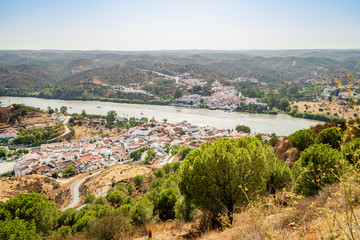 Fototapeta na wymiar View of Alcoutim in Portugal and Sanlucar de Guadiana in Spain