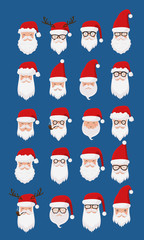 Happy New Year and Christmas collection with Santa Clauses
