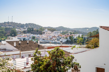 Obraz premium View of Alcoutim in Portugal and Sanlucar de Guadiana in Spain
