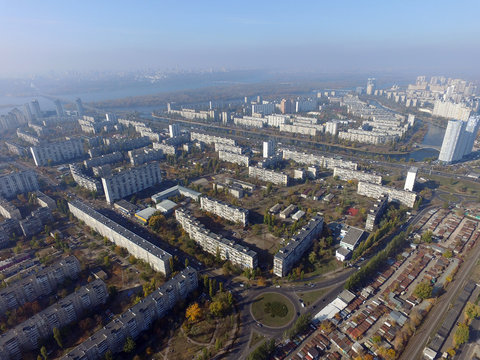 Residential area of Kiev (drone image).Kiev, Ukraine