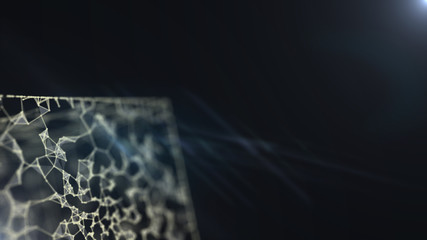 Conceptual background image with 3d rendering cube figure and social connection lines.