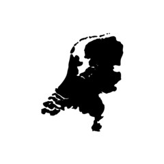 Netherlands map vector, isolated on white background. Black map template, flat earth.  Simplified, generalized world map with round corners.