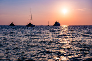 sailing ship at sunset