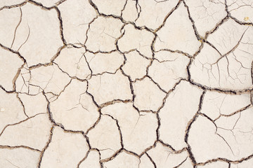 Top view of Dry land in the construction area. Cracked ground background