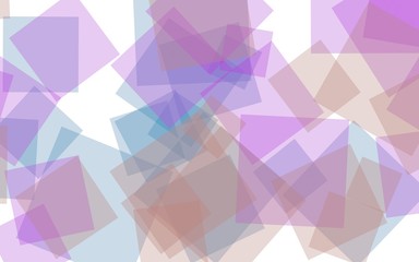 Multicolored translucent squares on white background. Red tones. 3D illustration