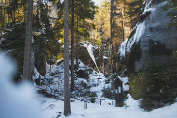 Winter Aderspach-Teplice Rocks, Czech republic