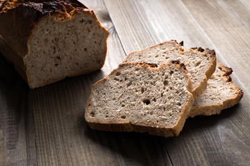 tasty bread baked at home, healthy homemade bread, bio ingredients