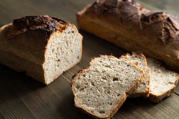 tasty bread baked at home, healthy homemade bread, bio ingredients