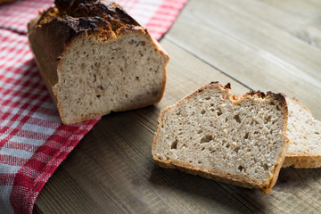 tasty bread baked at home, healthy homemade bread, bio ingredients