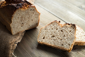 tasty bread baked at home, healthy homemade bread, bio ingredients