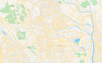 Fototapeta na wymiar Printable street map of Koshigaya, Japan
