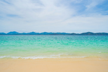 Phi Phi, Maya beach with blue turquoise seawater, Phuket island in summer season during travel...