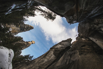 Winter Aderspach-Teplice Rocks, Czech republic