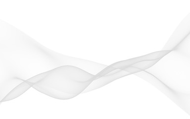 White abstract background. Fluttering white scarf. Waving on wind white fabric. 3D illustration